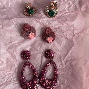 Set of Red clip earrings